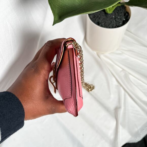 KATE SPADE Barbie Pink Leather Chain Pochette Bag Mirror Clasp Shoulder Purse - Picture 4 of 13